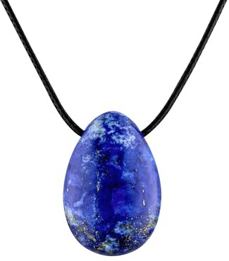PURAJA Edelstein Anhänger aus echtem Naturstein: Lapislazuli | Kristall Kette mit Tropfen Anhänger inkl. edlem Kordband | Premium Heilstein/Glücksstein aus hochwertigen Mineralien