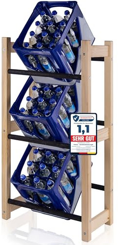 PATKAR Getränkekistenregal 3 Kisten [EXTRA STABIL] - Getränkeregal Weinregal für Jede Kistensorte (Made in Europe) - Standfestes Kistenregal freistehend - Regal Getränkekisten aus hochwertigem Holz