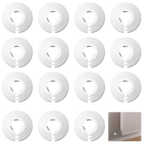 15 PCS Radiator Pipe Covers,Pipe Covers White,White Radiator Pipe Collars,White Pipe Collars,Radiator Pipe Cover,White Pipe Covers,Radiator Caps White Plastic for 16 mm Diameter Pipe