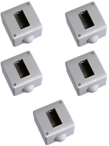 5 Scatole a montaggio esterno, 1 Modulo/posto, Compatibile con BTicino Matix, IP40 per interno, Grigio, Custodia, Contenitore da parete porta frutti, per interruttori/prese, con passacavi