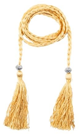 Bojueshaw Women's Tassel Rope Belt,Skinny Braided Waist Belts,Adjustable Wrap Belt for Dresses Skirts Tunics & Boho Outfits(Gold)