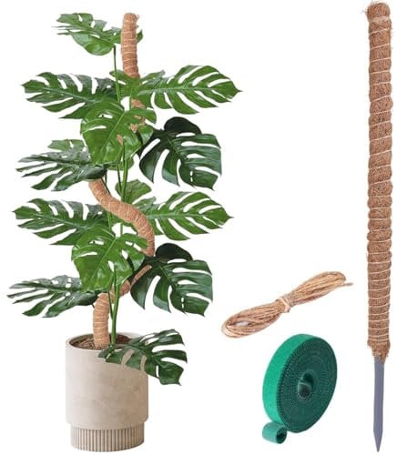 Moss Pole,Bendable Coir Plant Poles Moss Pole For Monstera for Climbing Plants Support, Indoor Outdoor Cheese Monstera Plant Support with Cable Ties & Plant Tapewith Cable Ties & Plant Tape