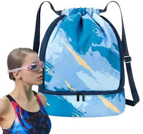 Genérico Bolsa de Natación,Mochila de Piscina con Cordón | Mochila Impermeable Separación Seco Mojado Playa Piscina Gimnasio Senderismo