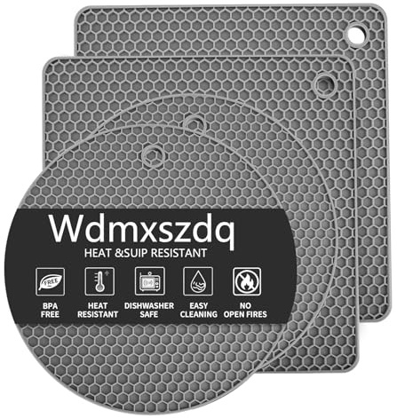 Wdmxszdq Silicone Trivets for Kitchen Worktops, 4 Pack Heat Resistant Trivet Mats, Non Slip Hot Pads for Pots & Pans, Countertop Protector (Grey)