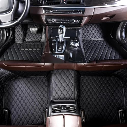Fußmatten Auto Auto Fußmatten Für Jeep Für Wrangler Für JL 2018-2022 4 Türen Innen Zubehör Leder Teppiche Fuß Pads Automatten-Set(Voll schwarz)