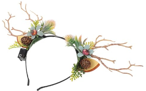 Supvox Leuchtender Geweih Haarreif aus Stahl mit Dekorativen Beeren für Kreative Weihnachts und Festivalparty Einzigartiger und Eleganter Kopfschmuck