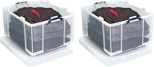 Really Useful Box Plastic Storage 145 Litre Clear (Pack of 2)