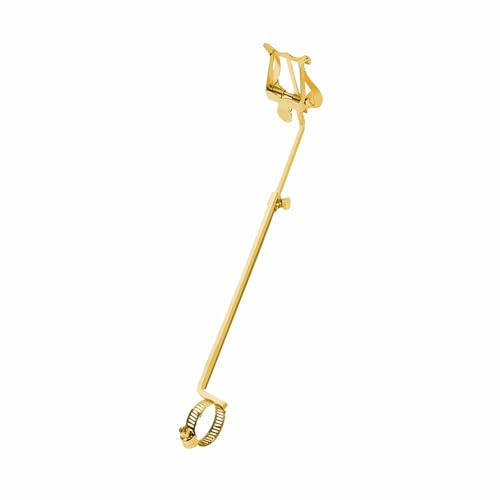 Flöte Marschgabel Notenhalter Clip-on Notenclip für Querflöte, Gold | Verstellbare Ringklemme am Boden, leichtes und tragbares 28x7cm Design, stabiler Notenclip mit Federmechanismus