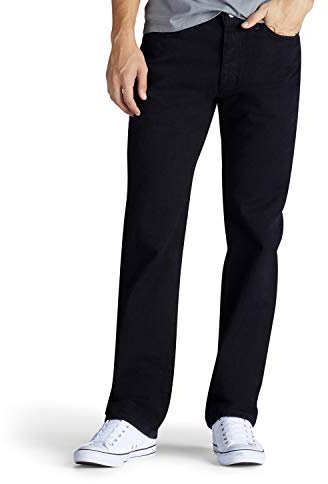 Lee Men's Relaxed Fit Straight Leg Jean, Double Black, 42W x 32L