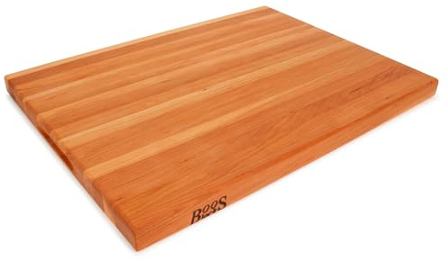 Boos Block - Tabla de cortar de madera de cerezo, tabla de carnicería de madera gruesa, segura para la preparación de alimentos, extragrande, 24 x 18 x 1.5 pulgadas