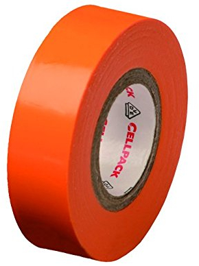 Cellpack Nr. 128, Nastro D Isolierband aus PVC, 25 m x 19 mm x 0,15 mm, Orange, 1 Stück Isolierband