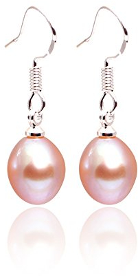 Sweet & Happy Girl's Store 7-8mm 9-10mm x Tropfen Purple Pearl Ohrringe Sterlingsilber-Haken
