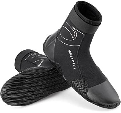 Osprey Adults Wetsuit Boots, 5 mm Neoprene Aqua Boots For Men and Women with Reinforced Toe and Heel, UK Adult 9/EU 43, Black