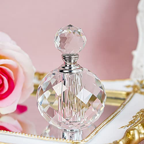 H&D HYALINE & DORA Crystal Vintage Perfume Bottles,Empty Clear Glass Refillable Bottle 10ml