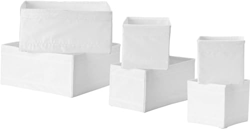 SKUBB White Storage Boxes-Set of 6 (14x14x13 cm, 28x14x13 cm and 28x28x13 cm, 2 of each)