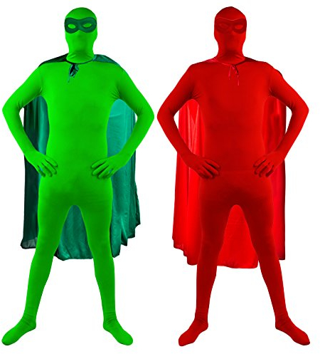 Disfraz de superpiel para adultos, perfecto para un disfraz de superhéroe original o cualquier fiesta de disfraces (rojo, talla grande, hasta 106,7 cm de pecho)