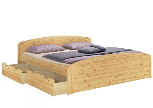 Erst-Holz®Funktionsbett 200 x 200 Kiefer mit Federholzrahmen