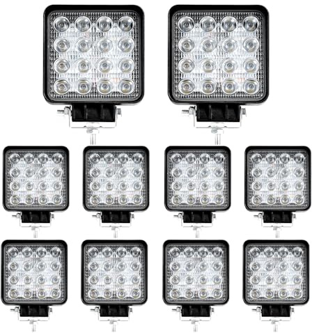 LITE-WAY 10PCS 4 Inch LED Light Pods, IP67, 5600LM LED Work Lights for Truck, Tractor,ATV,UTV, Boat, Driving Lamp Daytime Running Light Off-Road Lights
