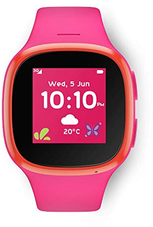 Vodafone V-Kids Armbanduhr mit TCLMOVE, eine GPS-Smartwatch für Kinder mit GPS-Tracker, SOS-Benachrichtigungstaste und Sprachnachrichtsfunktion, V-SIM enthalten, Rosa