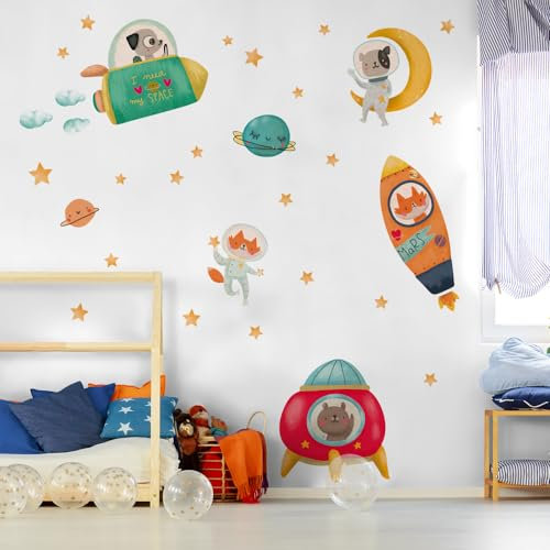 kina - Wandaufkleber Kinder Schlafzimmer Wanddekoration R00510 - Öko-Stoff, Umweltfreundlich, Repositionierbar, Streicheleffekt, Kindergarten - Grafik Universum und Messen 90x30