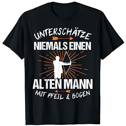 Bogenschiessen Langbogen Bogenschützen Sport Motiv Bogensport Bogenschiessen Bogenschütze Pfeil Geschenk T-Shirt Schwarz S Kurzarm Klassisch Passform T-Shirt Herren Männer S