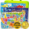 100 Piece Jigsaw Puzzles for Kids 3 4 5 Year Olds - Set of 3 Floor Puzzle to Learn World Map of Europe and Space - Educational Toys for Boys and Girls Age 6 7 8 - Present Game for Children 5-8 yo