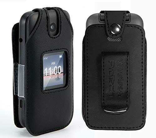 Alcatel SmartFlip Flip Phone Case, Wireless ProTECH Genuine Leather Case Swivel Belt Clip, for Alcatel SmartFlip Flip Phone