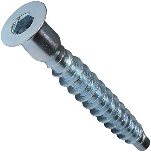AERZETIX - C44761 - Set di 50 - Viti Euro per mobili - Assemblaggio in legno - Ø7x50mm - Testa svasata - Acciaio zincato - Metallo - 6 lati Allen
