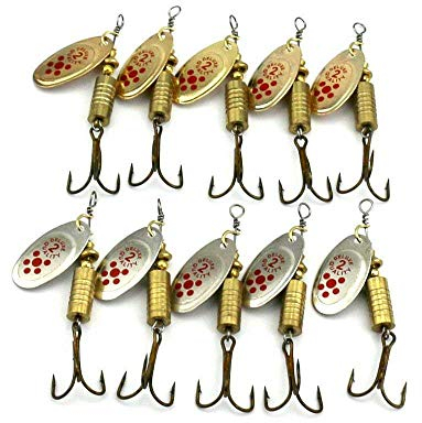 LQNB 10 Pièces Leurre à Cuillères avec Une Lame De 10 x 7 G Tourner Fort Le Remorquage Et Leurre Brochet Truite Basse