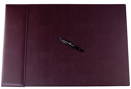 DELMON VARONE - personalisierbare Schreibtischunterlage mit Klappleiste 65 x 45 cm inkl. Block & Kalender 2025/2026 Lederimitiat Wein-Rot - Rutschfeste Kunstleder Schreibunterlage abwischbar