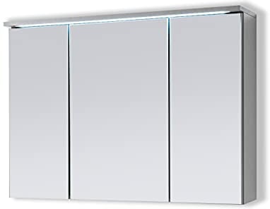 Aileenstore Spiegelschrank Badmöbel mit Beleuchtung Duo 100 cm LED GRAU
