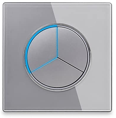 Interrupteur mural circulaire 1/2/3/4 boutons poussoirs 2 voies en verre avec indicateur LED (gris, 3 interrupteurs 2 voies)