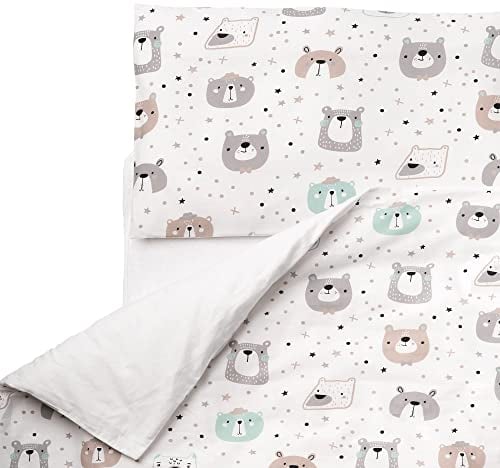FlyIdeas Baby Bettwäsche Komplett Set 100x135 cm, 100% Reine Zert. Baumwolle Baby Decken Set mit Kissenbezug fur Neugeborenen Kinderbett Stubenwagen & Wiegen, Made in EU