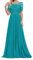 yhfshop Abendkleider Elegant,Schulter-Kurzarm-Partykleid mit Spitzenapplikationen-Türkis_40,Ballkleid Brautjungfernkleider Festkleid