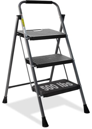 GOLYTON 3 Step Ladder,Step Stools for Adults, 500lbs Capacity