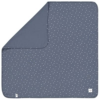 LÄSSIG Baby Schmusedecke Kuscheldecke GOTS zertifiziert weich/Interlock Baby Blanket 80 x 80 cm Triangle Blue
