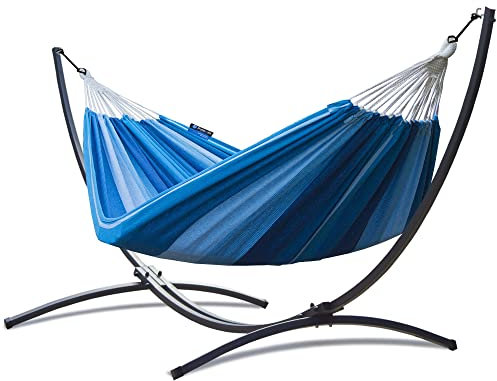 Potenza Hängematte mit Indela Gestell – 120 kg für 1 Personen I Hängematte- 200x100, 120 kg (Blau, Basic Gestell Graphit)
