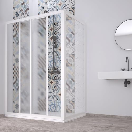 Decorspace Box doccia angolare Acril in Acrilico con profili in PVC apertura centrale riducibile Made in Italy Garantito 10 Anni (90 X 120 cm)