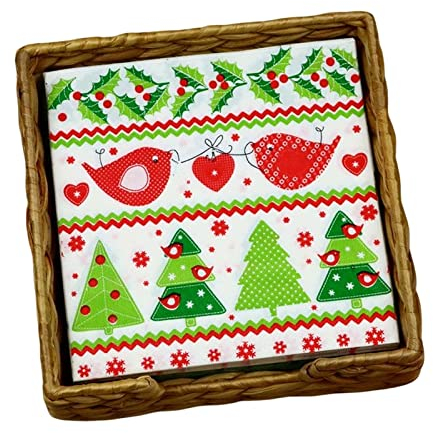 100Pcs Geburtstagsfeier Papierservietten,Frischer Grüner Roter Fisch Big Tree Nature Plant,2Ply Einwegpapier Party Servietten Servietten 33Cm X 33Cm Ideal Für Decoupage Crafting Für Brautdusch