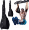 HemeraPhit Verstellbare hängende Bauchgurte mit Schuppen-Bauchschlingen für Klimmzugstangen-Heimgymnastik-Übungen. Hängende Beinhebegurte in Schwarz aus Nylon, Neopren. Ideal für Resistance Training.