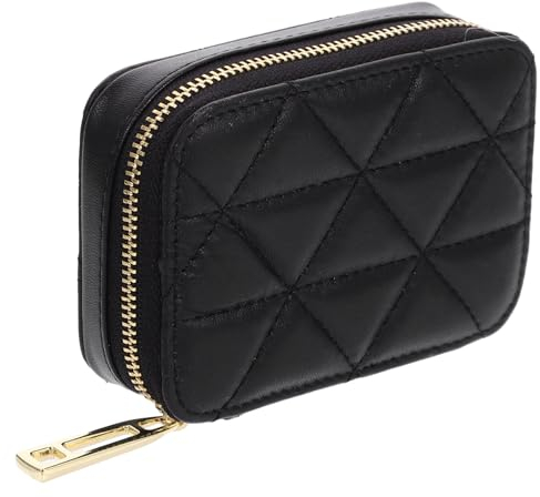 SHERCHPRY Cowhide Makeup Bag with Mirror, Lipstick Lip Gloss Bag, Cosmetic Organizer Purse, Small Storage Purse for Girl Women