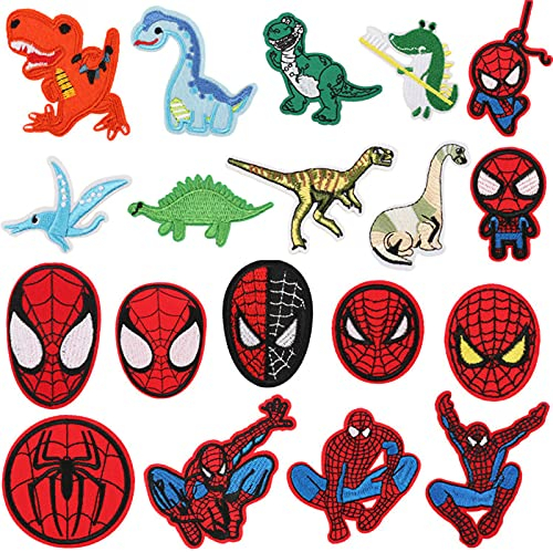19pcs Kinder Dinosaurier Patches zum Aufbügeln - Bügelflicken Bügelbild Sticker zum Aufnähen für Jacken T-Shirt Jeans Rucksäcken Kleidung Hüte