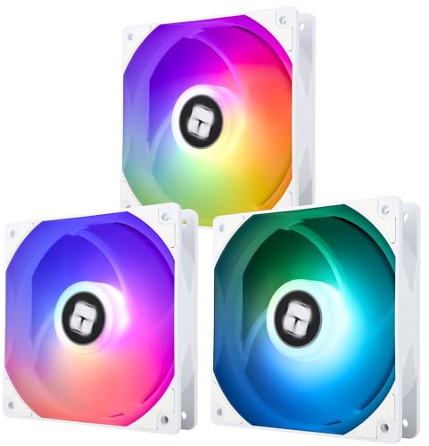 Thermalright TL-C12CW-S X3 CPU Fan 120mm White ARGB Case Cooler Fan, 4pin PWM Silent Computer Fan with S-FDB Bearing Included, up to 1550RPM Cooling Fan（3 Quantities）