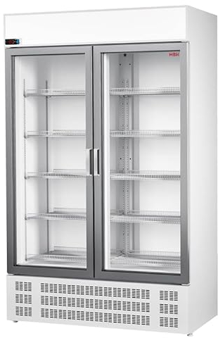 MBH - Nevera expositora vertical POTENCIADA doble puerta de cristal para hostelería. Armario frigorífico expositor refrigerado dos puertas abatibles para la restauración.