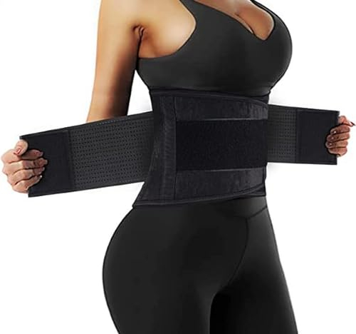 Schwitzgürtel, Trainingskorsett, Damen/Herren, Bauchgürtel, Neopren, Fitness, Sauna, Schlankheitsgürtel, flacher Bauchgürtel, Fettverbrennung, Lendenwirbelstütze, Schwarz , 38