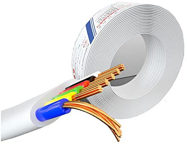 VIVOCH 100M(328ft) Pure Copper Multi-Strand Telephone Line RJ11 Communication 6-Core Indoor Connecting Line Flat Line, White