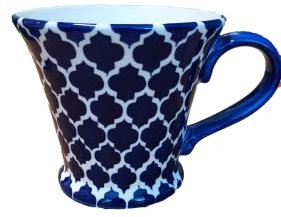 Ceylon Studio - Deep Blue & White Moroccan Motif Design Hand Painted Ceramic Tea/Coffee/Hot Chocolate - Mug