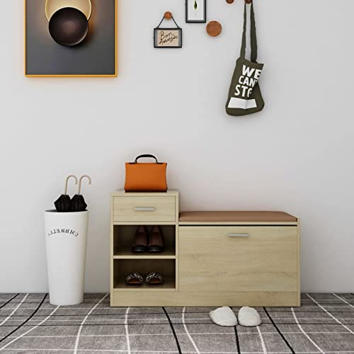 Tidyard Schuhbank Schuhschrank Sitzbank Sitztruhe Schuhablage Schuhregal Schuhtruhe Schuhaufbewahrung Schuhständer Sonoma Eiche