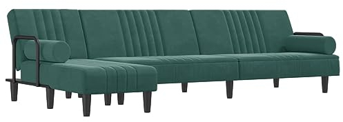 vidaXL Schlafsofa in L Form, Ecksofa mit Schlaffunktion, Bettcouch für Wohnzimmer, Couch Sofa Eckcouch Schlafcouch Samtsofa, Dunkelgrün Samt