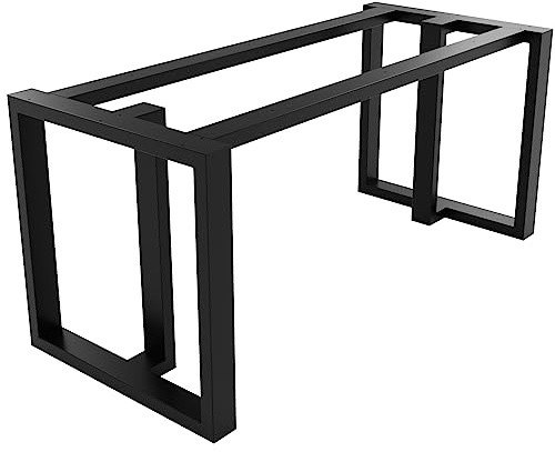MetaloPro Tischbeine Metall, Schwerlast Stahl Schreibtisch Beine, Tischkufen Schwarz und Schrauben, Bodenschoner, Trapez Tischgestell für Moderne Couchtisch, Esstisch, Wohnzimmertisch – 170x70x72 cm